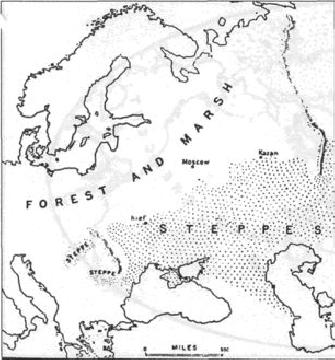 2. ábra: Kelet-Európa a 19. század előtt. Mackinder 1904.