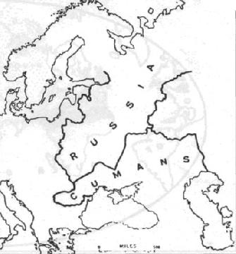 3. ábra: Kelet-Európa politikai térképe a harmadik keresztes háború idején. Mackinder 1904, a The Oxford Historical Atlas nyomán