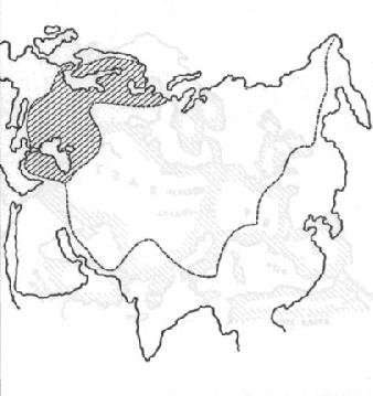 5. ábra: A Hátország (Heartland) a Fekete- és Balti-tenger vízgyűjtő területével kiegészítve. Mackinder 1919.